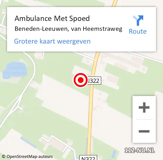 Locatie op kaart van de 112 melding: Ambulance Met Spoed Naar Beneden-Leeuwen, van Heemstraweg op 4 juli 2022 13:28