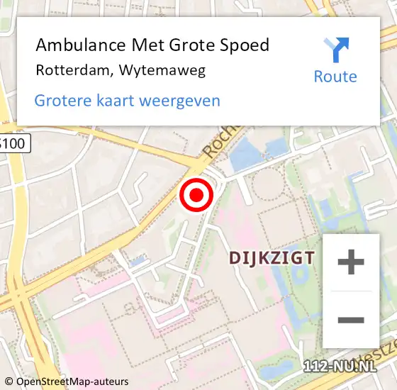 Locatie op kaart van de 112 melding: Ambulance Met Grote Spoed Naar Rotterdam, Wytemaweg op 4 juli 2022 13:28