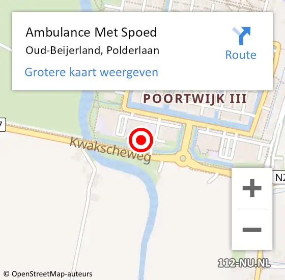 Locatie op kaart van de 112 melding: Ambulance Met Spoed Naar Oud-Beijerland, Polderlaan op 4 juli 2022 13:30