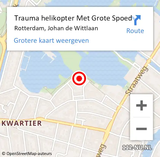 Locatie op kaart van de 112 melding: Trauma helikopter Met Grote Spoed Naar Rotterdam, Johan de Wittlaan op 4 juli 2022 13:38