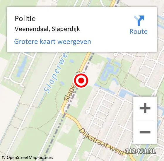 Locatie op kaart van de 112 melding: Politie Veenendaal, Slaperdijk op 4 juli 2022 13:44