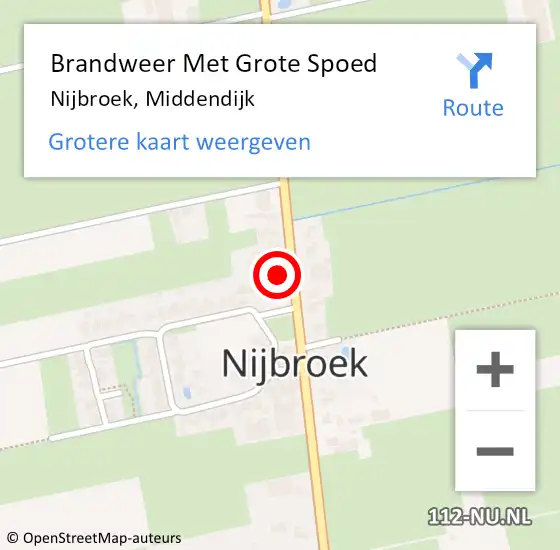 Locatie op kaart van de 112 melding: Brandweer Met Grote Spoed Naar Nijbroek, Middendijk op 4 juli 2022 13:45