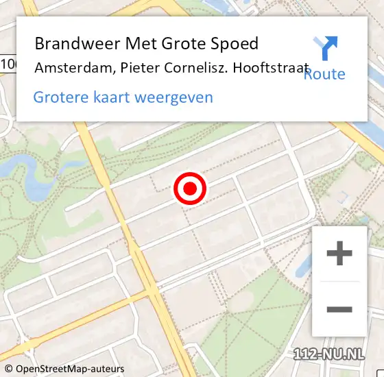 Locatie op kaart van de 112 melding: Brandweer Met Grote Spoed Naar Amsterdam, Pieter Cornelisz. Hooftstraat op 4 juli 2022 13:45