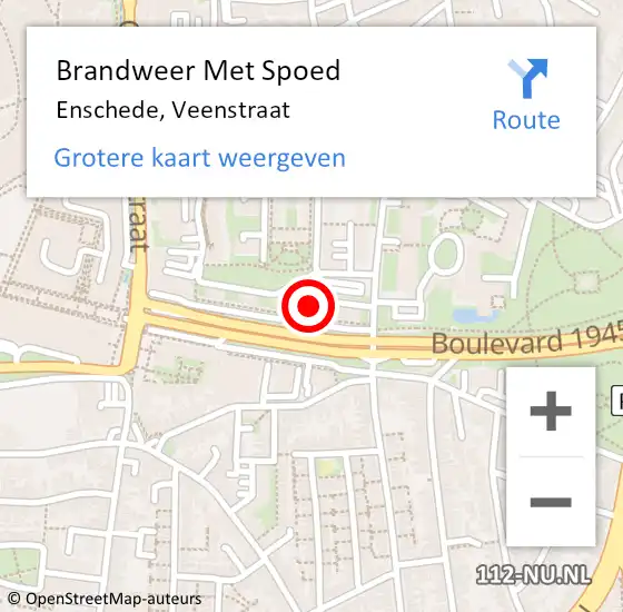 Locatie op kaart van de 112 melding: Brandweer Met Spoed Naar Enschede, Veenstraat op 4 juli 2022 13:46
