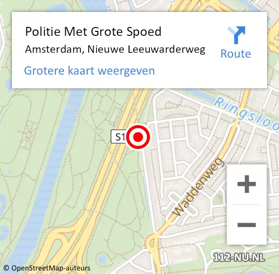 Locatie op kaart van de 112 melding: Politie Met Grote Spoed Naar Amsterdam, Nieuwe Leeuwarderweg op 4 juli 2022 13:47