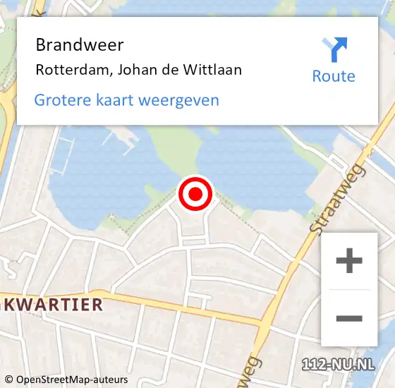 Locatie op kaart van de 112 melding: Brandweer Rotterdam, Johan de Wittlaan op 4 juli 2022 13:52