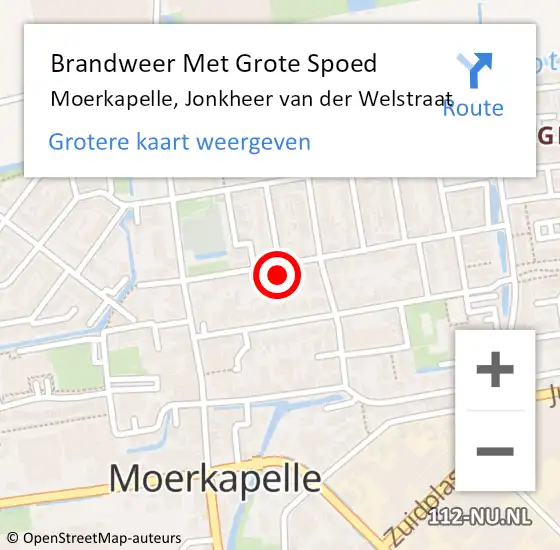 Locatie op kaart van de 112 melding: Brandweer Met Grote Spoed Naar Moerkapelle, Jonkheer van der Welstraat op 4 juli 2022 14:01