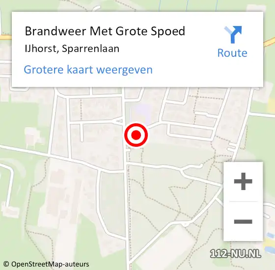 Locatie op kaart van de 112 melding: Brandweer Met Grote Spoed Naar IJhorst, Sparrenlaan op 4 juli 2022 14:03