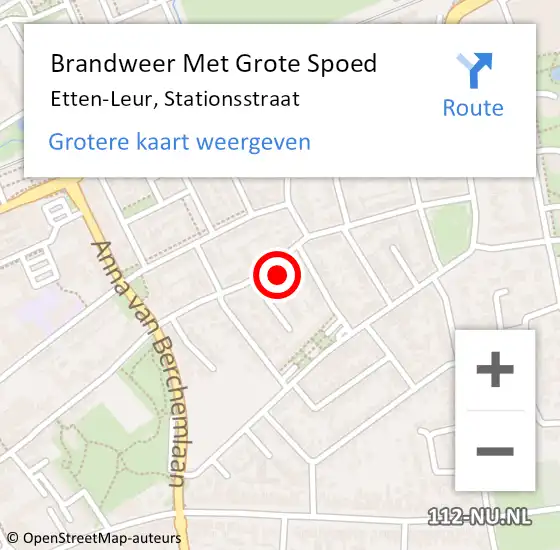 Locatie op kaart van de 112 melding: Brandweer Met Grote Spoed Naar Etten-Leur, Stationsstraat op 4 juli 2022 14:10