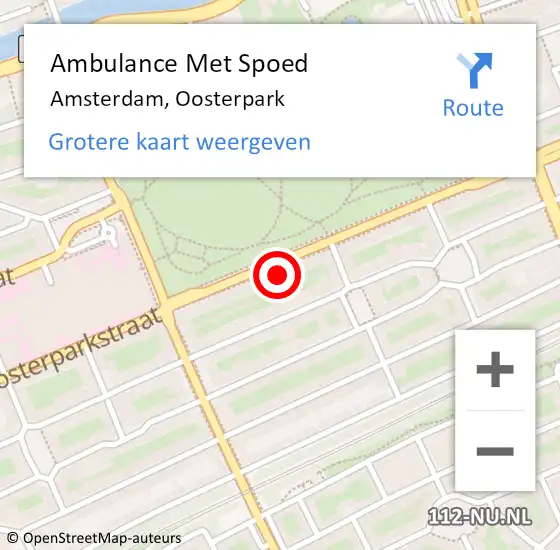 Locatie op kaart van de 112 melding: Ambulance Met Spoed Naar Amsterdam, Oosterpark op 4 juli 2022 14:11