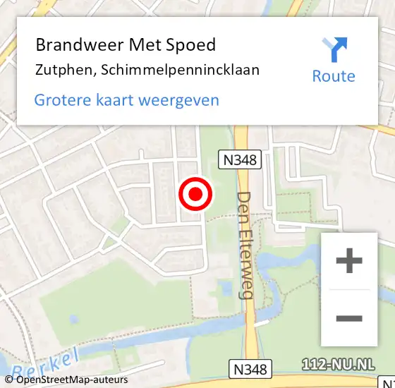 Locatie op kaart van de 112 melding: Brandweer Met Spoed Naar Zutphen, Schimmelpennincklaan op 4 juli 2022 14:22