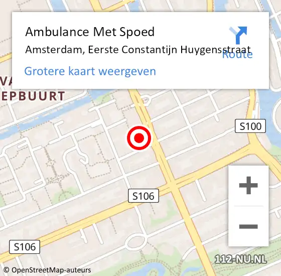 Locatie op kaart van de 112 melding: Ambulance Met Spoed Naar Amsterdam, Eerste Constantijn Huygensstraat op 4 juli 2022 14:25