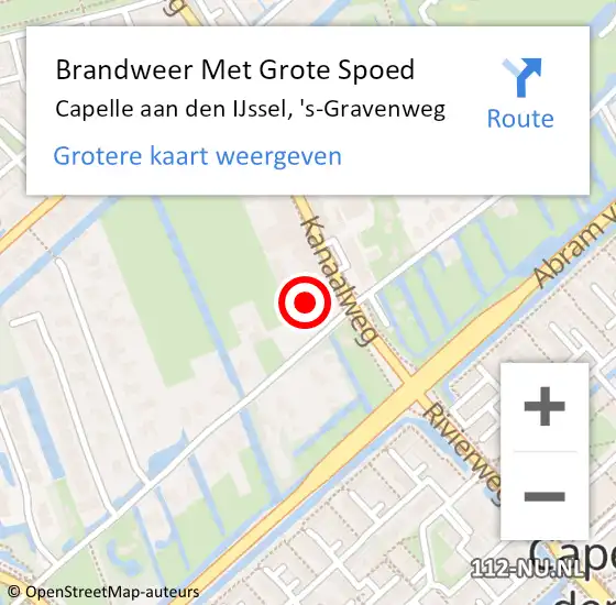 Locatie op kaart van de 112 melding: Brandweer Met Grote Spoed Naar Capelle aan den IJssel, 's-Gravenweg op 4 juli 2022 14:29