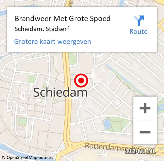 Locatie op kaart van de 112 melding: Brandweer Met Grote Spoed Naar Schiedam, Stadserf op 4 juli 2022 14:31