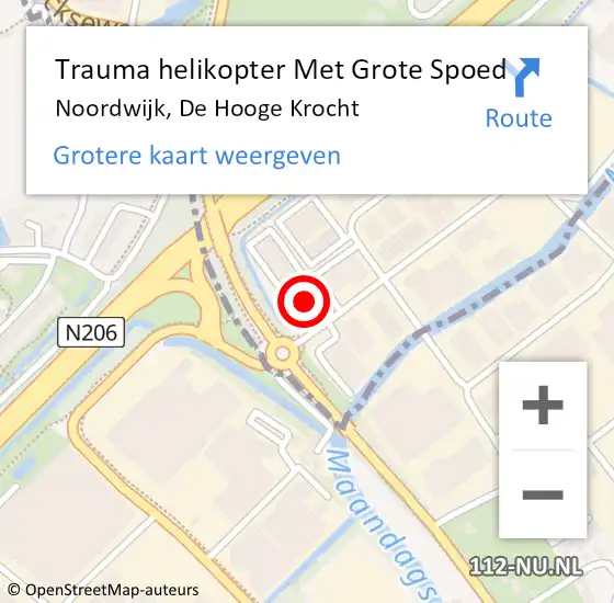 Locatie op kaart van de 112 melding: Trauma helikopter Met Grote Spoed Naar Noordwijk, De Hooge Krocht op 4 juli 2022 14:32