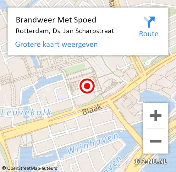 Locatie op kaart van de 112 melding: Brandweer Met Spoed Naar Rotterdam, Ds. Jan Scharpstraat op 4 juli 2022 14:34