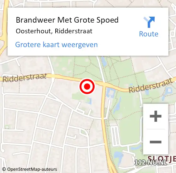 Locatie op kaart van de 112 melding: Brandweer Met Grote Spoed Naar Oosterhout, Ridderstraat op 4 juli 2022 14:35