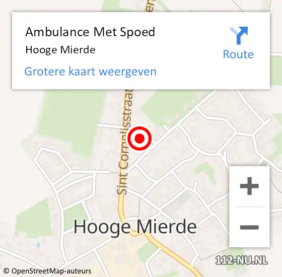 Locatie op kaart van de 112 melding: Ambulance Met Spoed Naar Hooge Mierde op 4 juli 2022 14:43