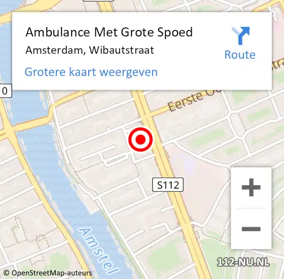 Locatie op kaart van de 112 melding: Ambulance Met Grote Spoed Naar Amsterdam, Wibautstraat op 4 juli 2022 14:44