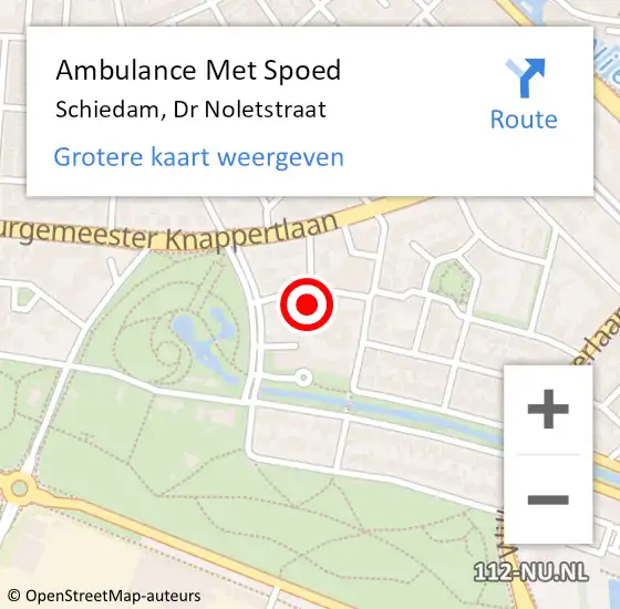 Locatie op kaart van de 112 melding: Ambulance Met Spoed Naar Schiedam, Dr Noletstraat op 4 juli 2022 14:46