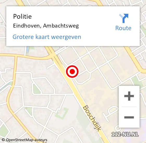 Locatie op kaart van de 112 melding: Politie Eindhoven, Ambachtsweg op 4 juli 2022 14:51