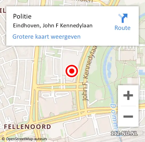 Locatie op kaart van de 112 melding: Politie Eindhoven, John F Kennedylaan op 4 juli 2022 15:00