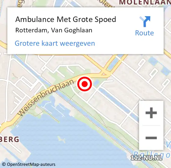 Locatie op kaart van de 112 melding: Ambulance Met Grote Spoed Naar Rotterdam, Van Goghlaan op 4 juli 2022 15:05