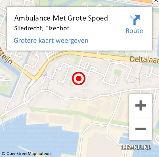 Locatie op kaart van de 112 melding: Ambulance Met Grote Spoed Naar Sliedrecht, Elzenhof op 4 juli 2022 15:07