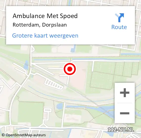 Locatie op kaart van de 112 melding: Ambulance Met Spoed Naar Rotterdam, Dorpslaan op 4 juli 2022 15:07