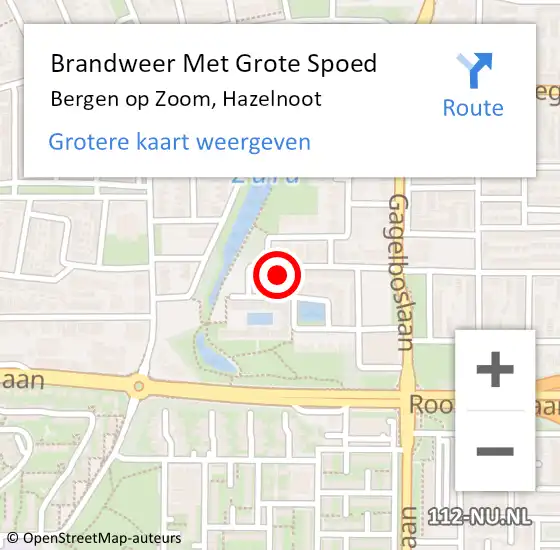 Locatie op kaart van de 112 melding: Brandweer Met Grote Spoed Naar Bergen op Zoom, Hazelnoot op 4 juli 2022 15:12