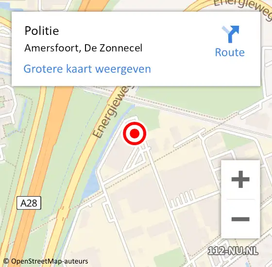 Locatie op kaart van de 112 melding: Politie Amersfoort, De Zonnecel op 4 juli 2022 15:22