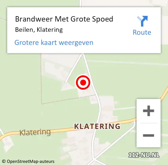 Locatie op kaart van de 112 melding: Brandweer Met Grote Spoed Naar Beilen, Klatering op 4 juli 2022 15:25