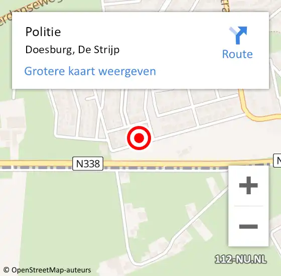 Locatie op kaart van de 112 melding: Politie Doesburg, De Strijp op 4 juli 2022 15:27