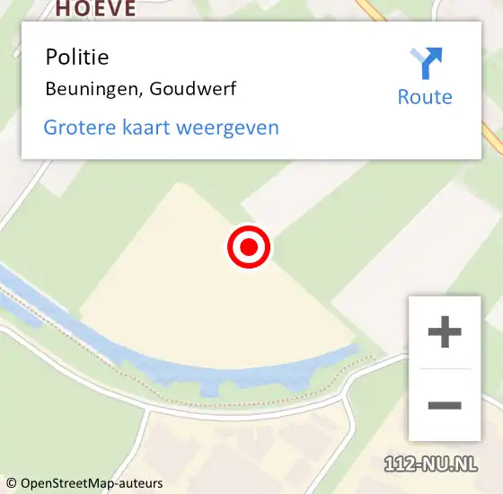 Locatie op kaart van de 112 melding: Politie Beuningen, Goudwerf op 4 juli 2022 15:28