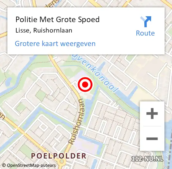 Locatie op kaart van de 112 melding: Politie Met Grote Spoed Naar Lisse, Ruishornlaan op 4 juli 2022 15:29