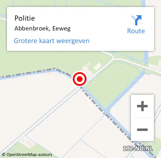 Locatie op kaart van de 112 melding: Politie Abbenbroek, Eeweg op 4 juli 2022 15:37