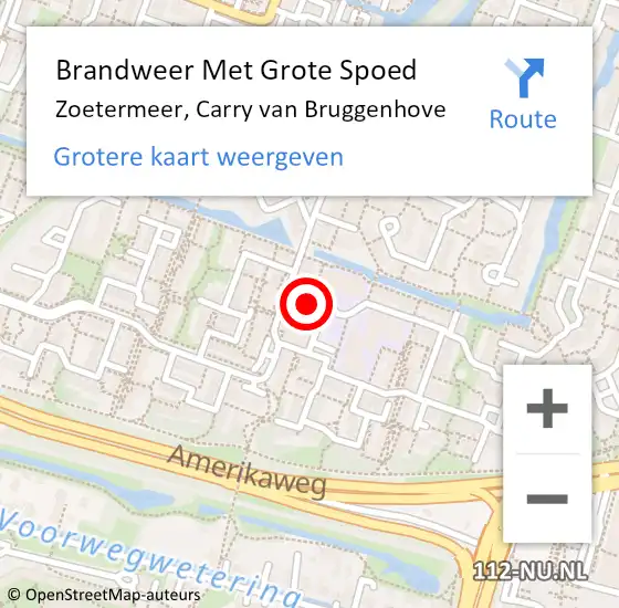 Locatie op kaart van de 112 melding: Brandweer Met Grote Spoed Naar Zoetermeer, Carry van Bruggenhove op 4 juli 2022 15:48