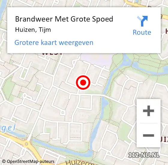 Locatie op kaart van de 112 melding: Brandweer Met Grote Spoed Naar Huizen, Tijm op 4 juli 2022 16:08