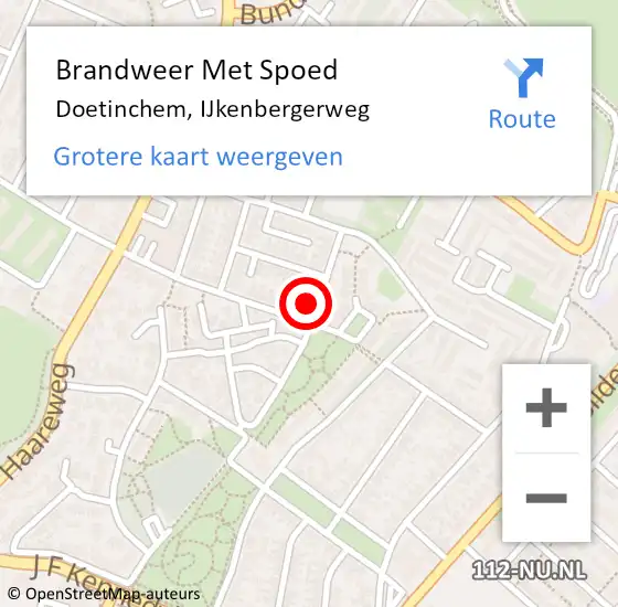 Locatie op kaart van de 112 melding: Brandweer Met Spoed Naar Doetinchem, IJkenbergerweg op 4 juli 2022 16:41