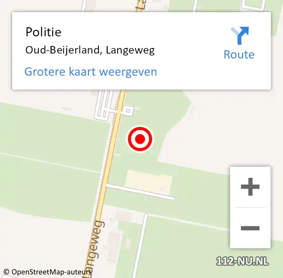 Locatie op kaart van de 112 melding: Politie Oud-Beijerland, Langeweg op 4 juli 2022 16:51