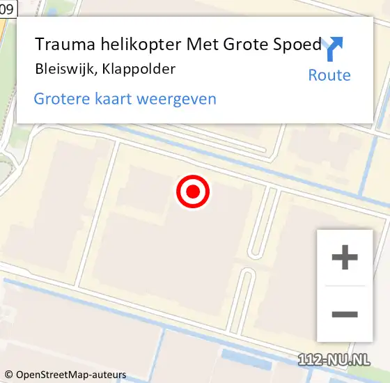 Locatie op kaart van de 112 melding: Trauma helikopter Met Grote Spoed Naar Bleiswijk, Klappolder op 4 juli 2022 17:07