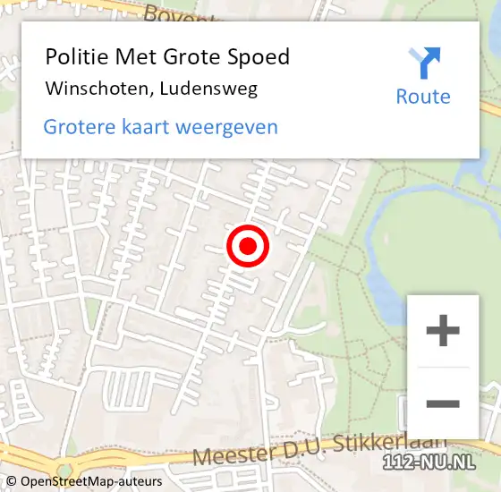 Locatie op kaart van de 112 melding: Politie Met Grote Spoed Naar Winschoten, Ludensweg op 4 juli 2022 17:14