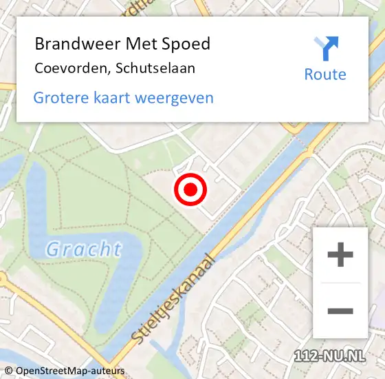 Locatie op kaart van de 112 melding: Brandweer Met Spoed Naar Coevorden, Schutselaan op 4 juli 2022 17:14