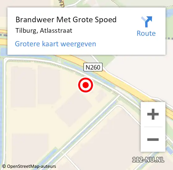 Locatie op kaart van de 112 melding: Brandweer Met Grote Spoed Naar Tilburg, Atlasstraat op 4 juli 2022 17:25