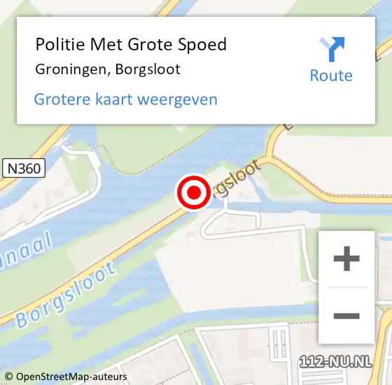 Locatie op kaart van de 112 melding: Politie Met Grote Spoed Naar Groningen, Borgsloot op 4 juli 2022 17:27