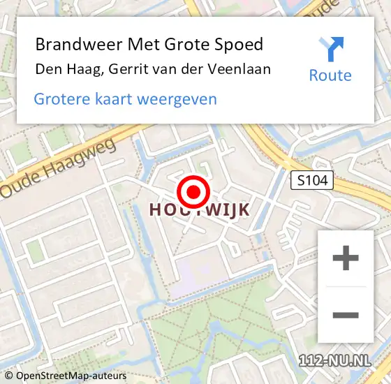 Locatie op kaart van de 112 melding: Brandweer Met Grote Spoed Naar Den Haag, Gerrit van der Veenlaan op 4 juli 2022 17:32