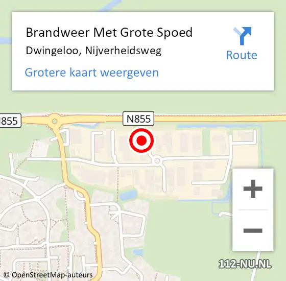 Locatie op kaart van de 112 melding: Brandweer Met Grote Spoed Naar Dwingeloo, Nijverheidsweg op 4 juli 2022 17:35