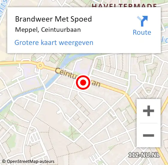 Locatie op kaart van de 112 melding: Brandweer Met Spoed Naar Meppel, Ceintuurbaan op 4 juli 2022 18:02