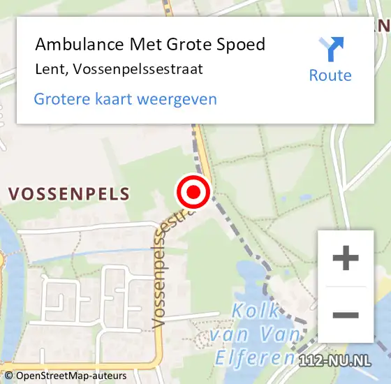 Locatie op kaart van de 112 melding: Ambulance Met Grote Spoed Naar Lent, Vossenpelssestraat op 4 juli 2022 18:45