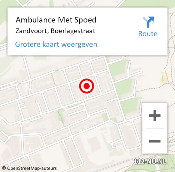 Locatie op kaart van de 112 melding: Ambulance Met Spoed Naar Zandvoort, Boerlagestraat op 4 juli 2022 18:57